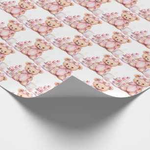 Pink Baby Toddler Teddy Bear Gift Wrapping Paper