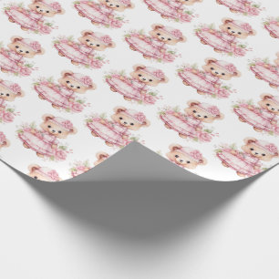Pink Baby Toddler Teddy Bear Gift Wrapping Paper