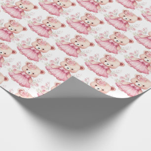Pink Baby Toddler Teddy Bear Gift Wrapping Paper