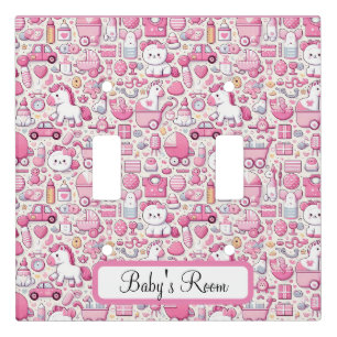 Pink Baby Toy Girl Design Magnetic Frame Light Switch Cover