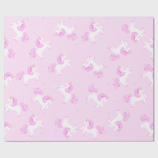 Pink Baby Unicorn Wrapping Paper (Seam)