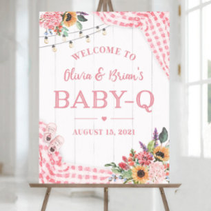 Pink BabyQ Welcome Sign, Baby-Q Shower Sign, BBQ B Foam Board