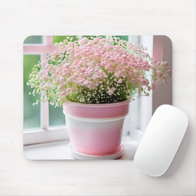 Pink Baby's Breath Bouquet Mouse Pad (With Mouse)