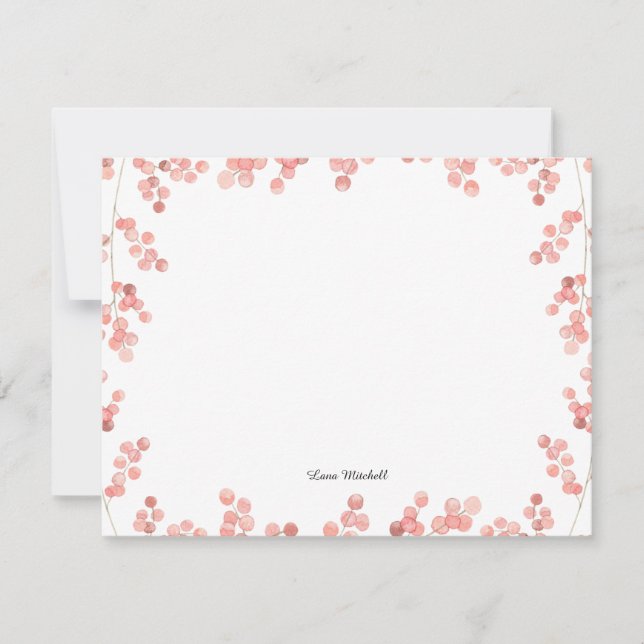 Pink Baby's Breath floral watercolor Note Card (Front)