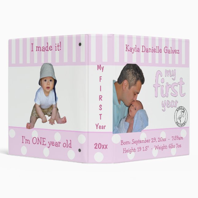 Pink Baby's First Year Keepsake Album Binder (Background)