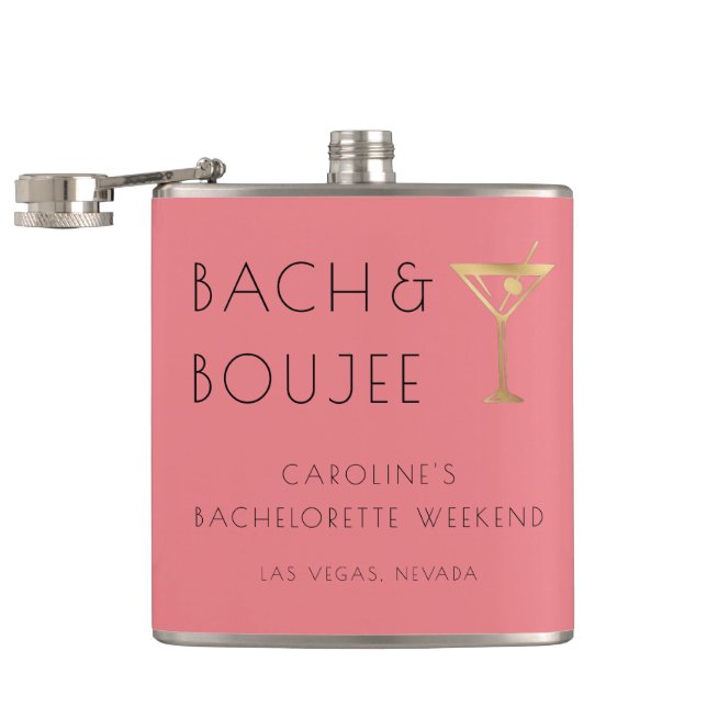 Pink Bach and Boujee Bachelorette Party Flask (Opened)