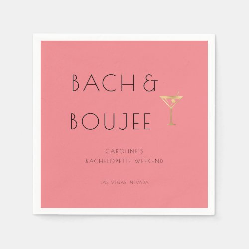 Pink Bach and Boujee Bachelorette Party Napkins