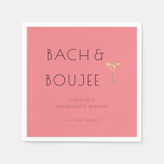 Pink Bach and Boujee Bachelorette Party Napkins (Front)