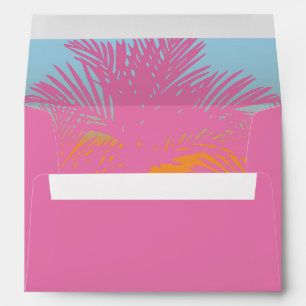 Pink Bach Party Palm Trees Return Address Envelope