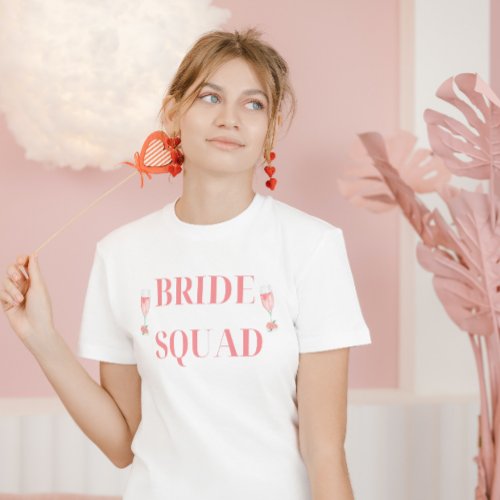 Pink Bachelorette Bride Squad Script Bridesmaids  T_Shirt