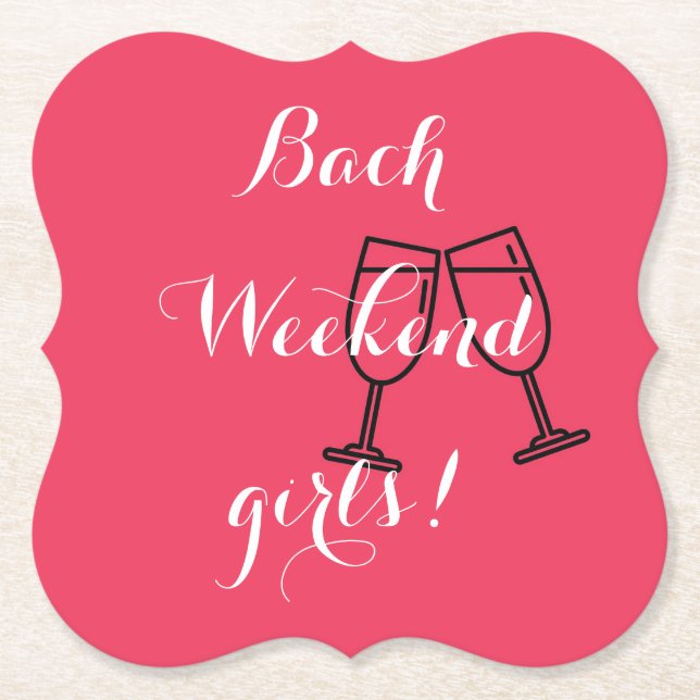 pink bachelorette  paper coaster (Front)