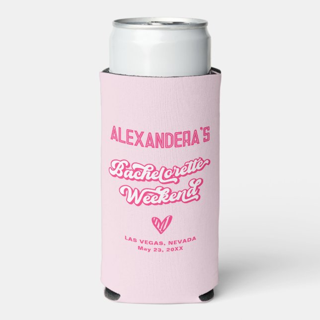 Pink Bachelorette Party Favor Seltzer Can Cooler (Seltzer Front)