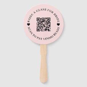 Pink Bachelorette QR Bride Design Hand Fan