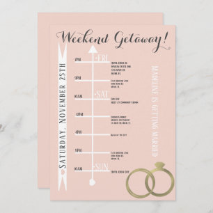 Pink Bachelorette Weekend Getaway Foil Ring- Gray Invitation