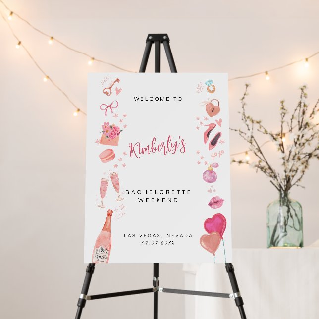 Pink Bachelorette Weekend Welcome Party Foam Board (In Situ (Stand))