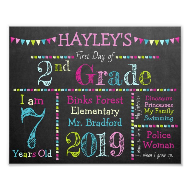 Pink Back to School Chalkboard Sign - Printable (Front)