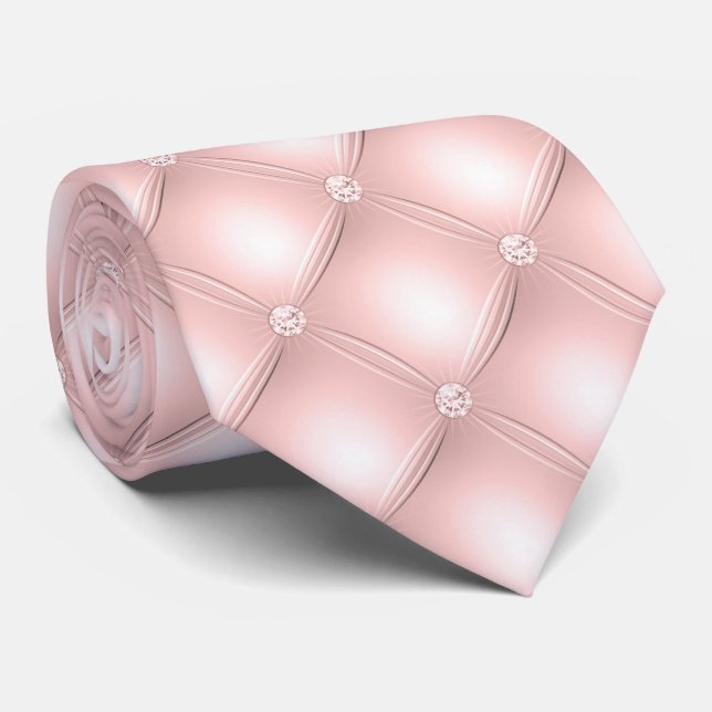 Pink Background and Pearls   Neck Tie (Rolled)