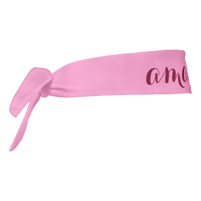 Pink Background And Red Monogram Tie Headband (Rotate 270)