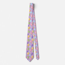 Pink Background Balloon Pattern Men’s Necktie