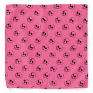 Pink Background Black Skulls Biker Bandanna