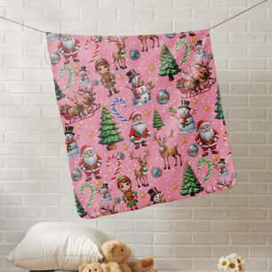 Pink Background Christmas Decorative Pattern Baby Blanket