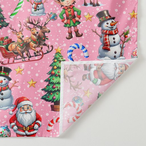 Pink Background Christmas Decorative Pattern Fabric