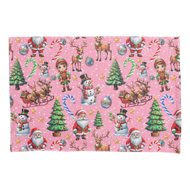 Pink Background Christmas Decorative Pattern Pillow Case (Front)