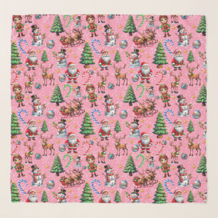Pink Background Christmas Decorative Pattern Scarf