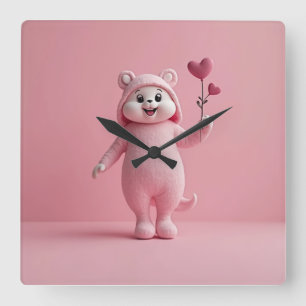 pink background clock