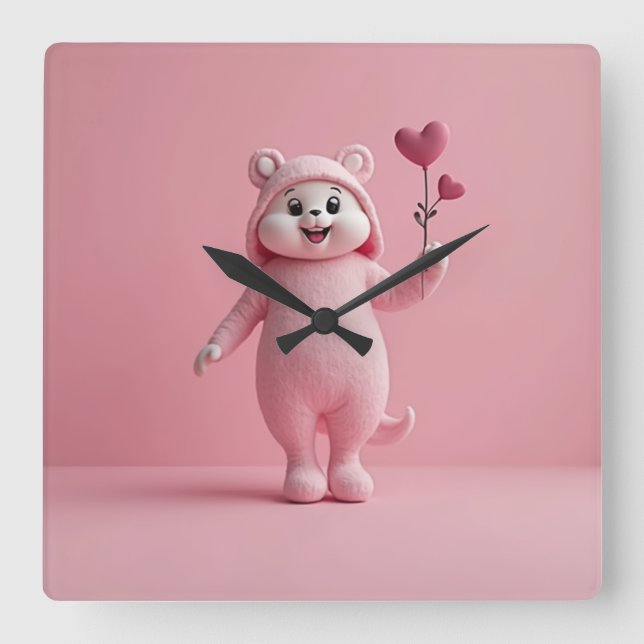 pink background clock (Front)