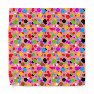 Pink Background Colorful Polka Dots Bandana