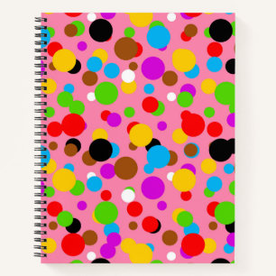 Pink Background Colorful Polka Dots Notebook