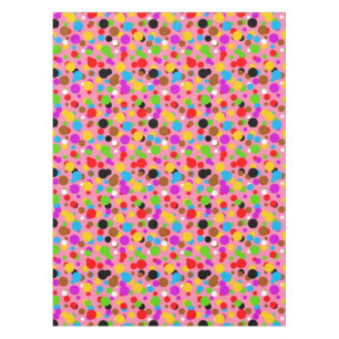 Pink Background Colorful Polka Dots Tablecloth