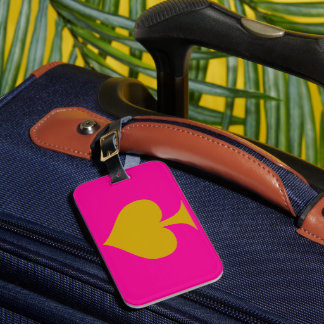 Pink Background design and Gold Spade Luggage Tag