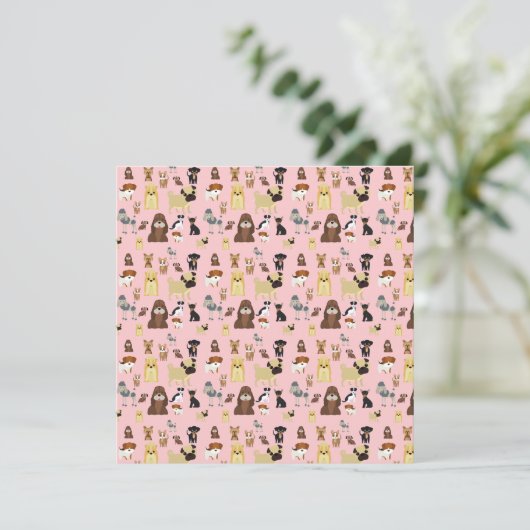 pink background dogs pattern. (Standing Front)