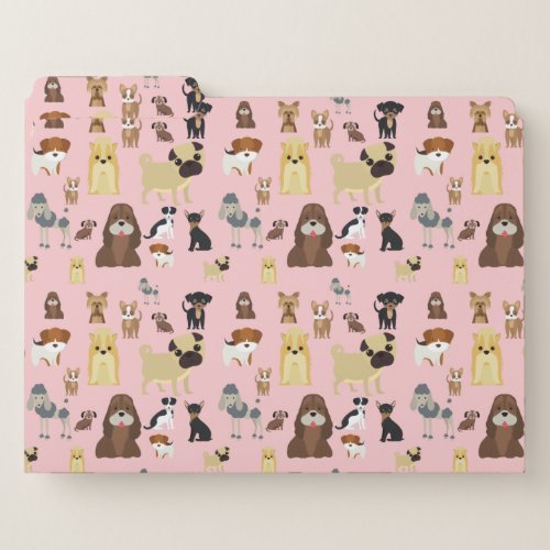 pink background dogs pattern file folder