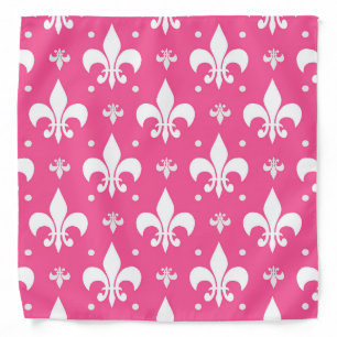 Pink Background Fleur-de-lis Pattern Design Bandana