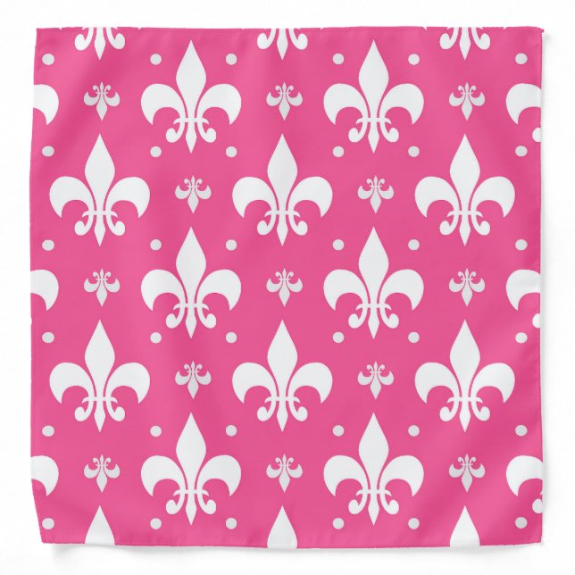 Pink Background Fleur-de-lis Pattern Design  Bandana (Front)