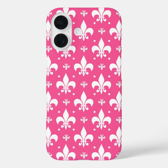 Pink Background Fleur-de-lis Pattern Design  Case-Mate iPhone Case (Back)