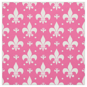 Pink Background Fleur-de-lis Pattern Design  Fabric