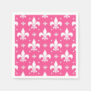 Pink Background Fleur-de-lis Pattern Design  Napkins