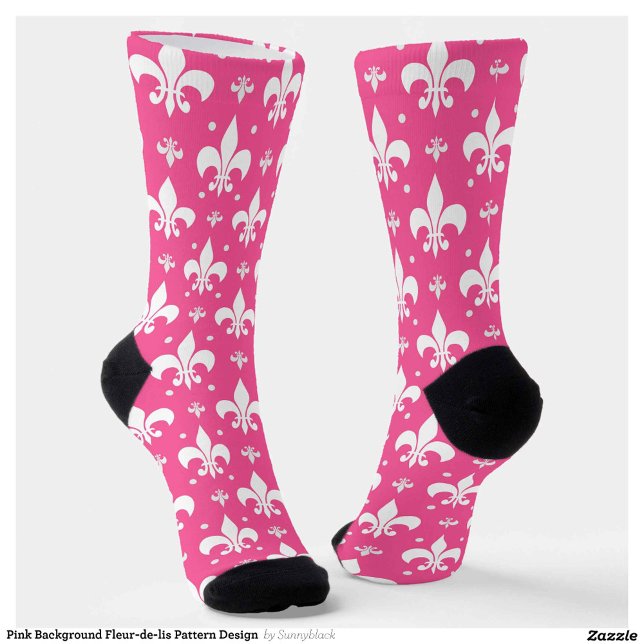 Pink Background Fleur-de-lis Pattern Design  Socks (Creator Uploaded)