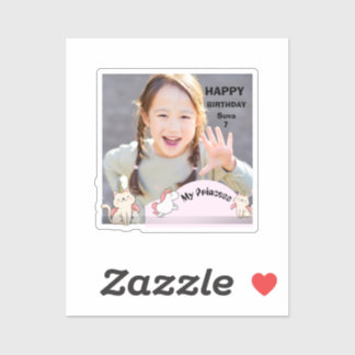 Pink background & sweet girl sticker