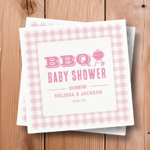 Pink Backyard BBQ Baby Shower Napkins