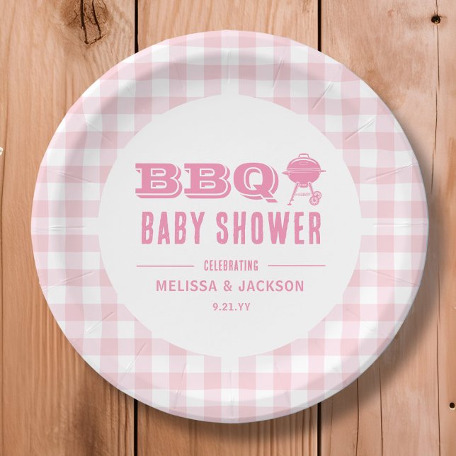Pink Backyard BBQ Baby Shower  Paper Plates (Creator Uploaded)