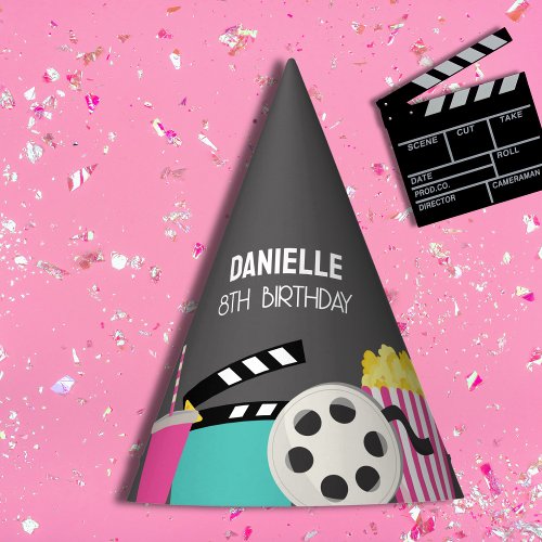 Pink Backyard Movie night party Paper cup Party Hat