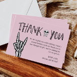 Pink Bad Two The Bone Birthday Thank You Card<br><div class="desc">Pink and black "Bad two the bone" thank you cards,  perfect for thanking guests for attending your child's 2nd birthday party!</div>