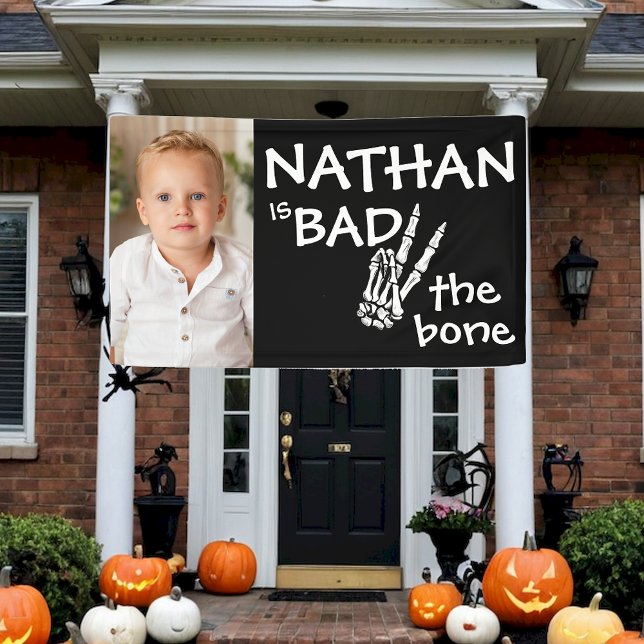 Pink Bad Two The Bone Halloween 2nd Birthday Photo Banner (Creator Uploaded)