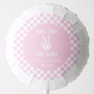 Pink Bad Two The Bone Skeleton 2nd Birthday Party Balloon