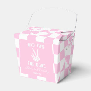 Pink Bad Two The Bone Skeleton 2nd Birthday Party Favor Boxes